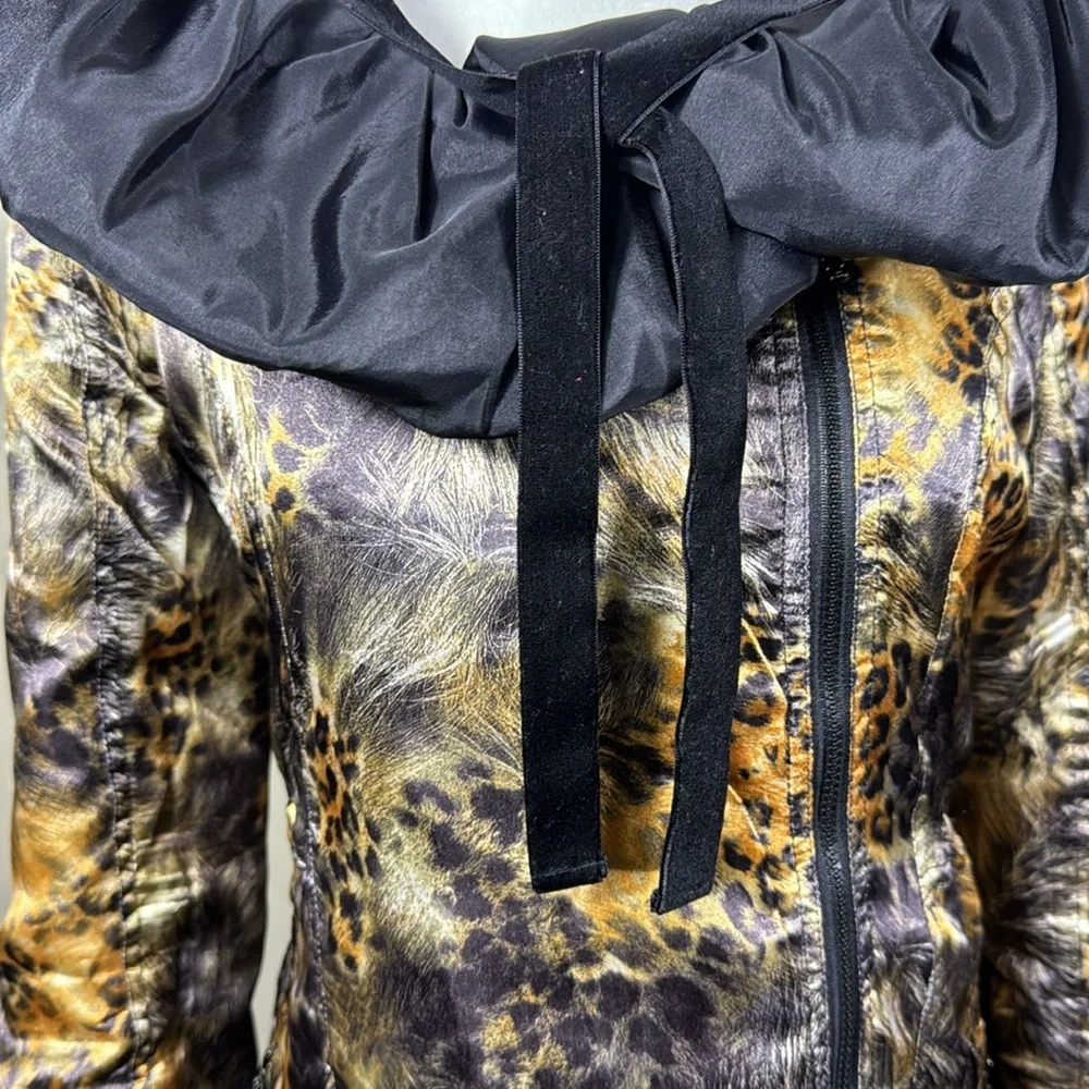 Vintage LINDI Glam Reversible Jacket, Coffee/Leopard Print Women's XS